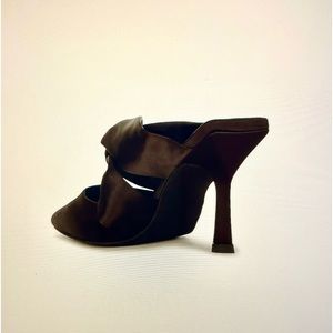 Jeffrey Campbell 6 1/2 black satin mule.  Sold out everywhere.